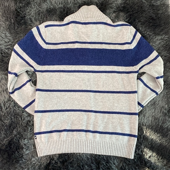 Nautica grey and navy horizontal striped turtleneck sweater - Picture 8 of 17